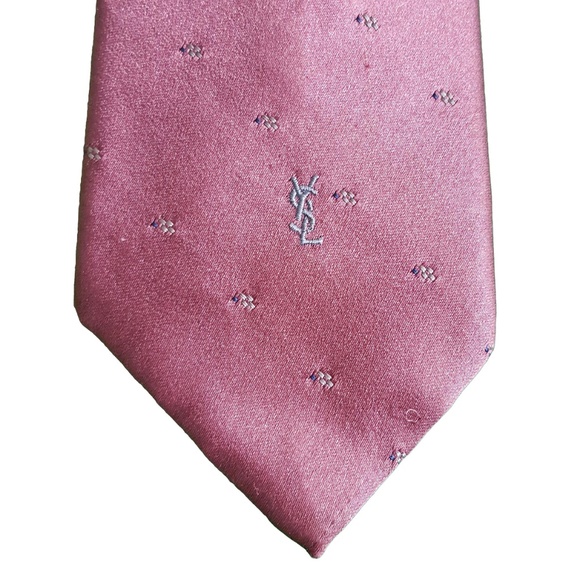 Yves Saint Laurent YSL Mens Silk Embroidered Tie - Picture 3 of 7